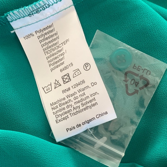 VENUS Sheer Emerald Green Blouse with Elegant Bow . - Picture 9 of 11